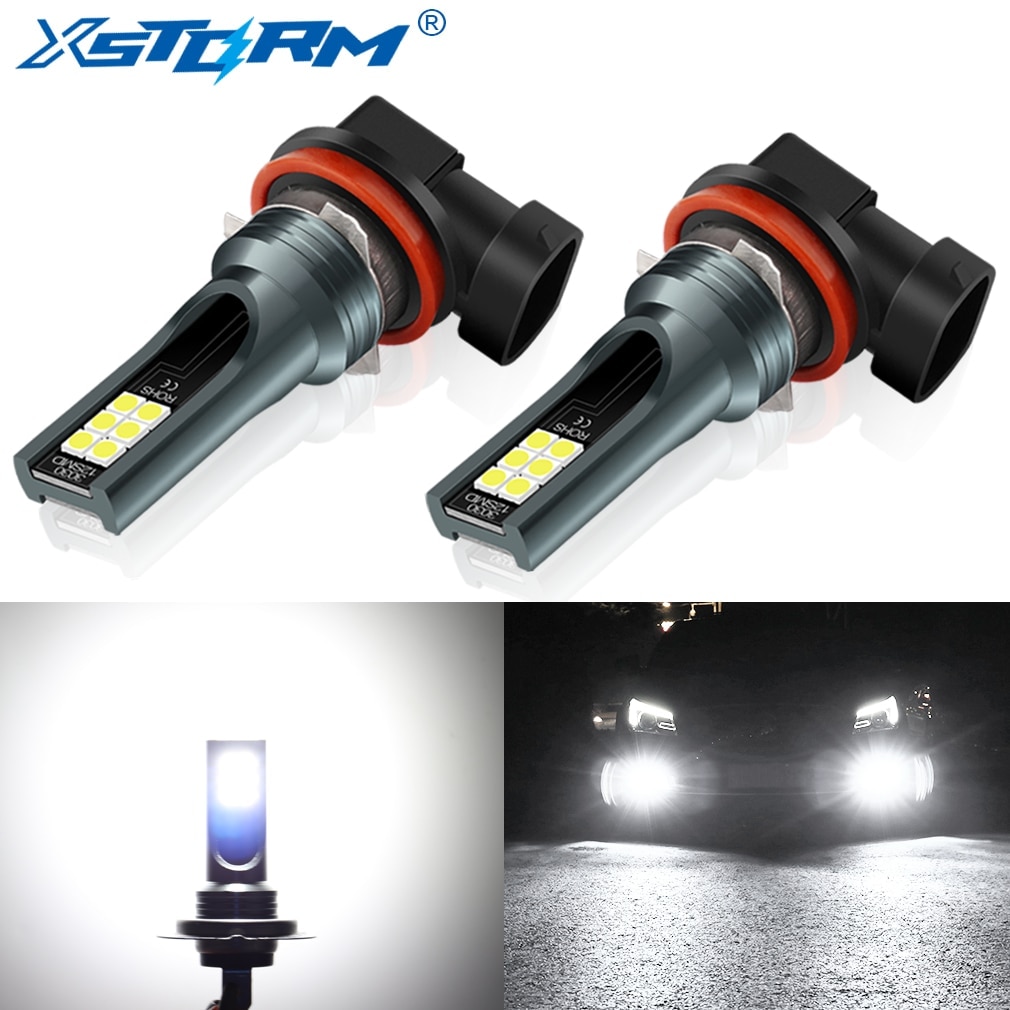 2pcs H8 LED Bulb Led Lamp Super Bright Car Fog Lights Day Driving Running Light 12V 6000K White