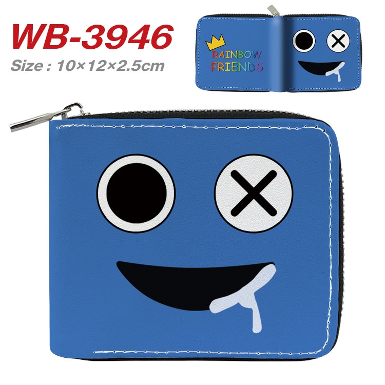 rainbow friends Cartoon zipper Wallet short PU Leather Purse with Card Holder Birthday presents for boys and girls
