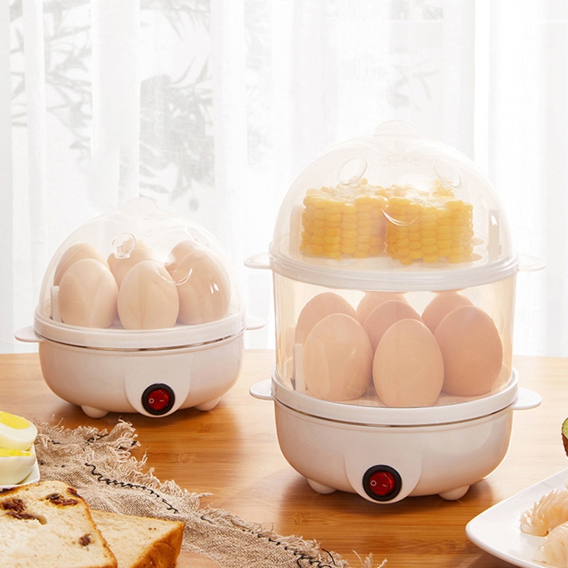 Electric Egg Steamer Breakfast Machine Auto Power Off Double Layer Poacher Multi-function Food Processor Kitchen Gift Boiler