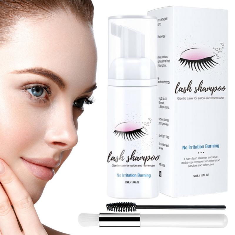 Sdattor 50ml Eyelash Shampoo Gentle Cleansing Eyelash/Grafting Extension Mousse Eyelid Foam Cleaner Sulfate Free Makeup Mascara