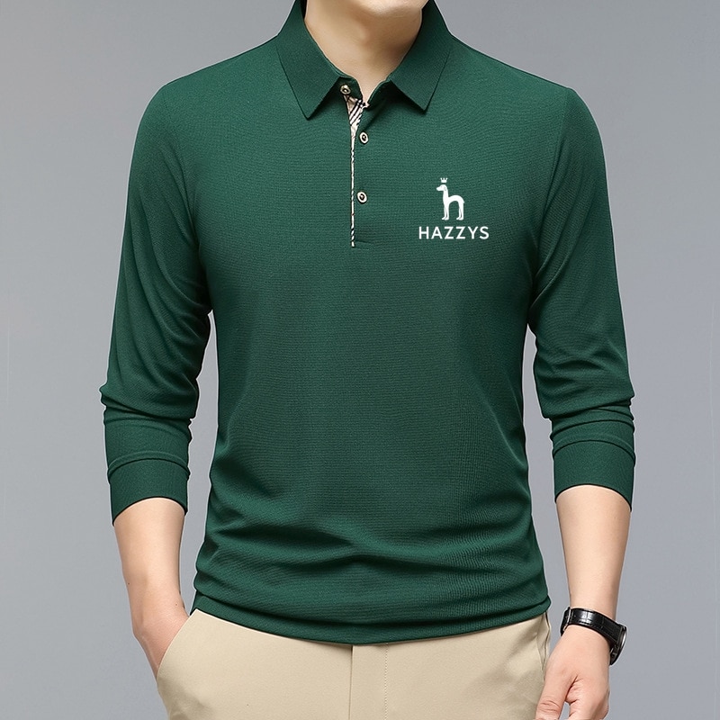 2023 New Men Polo Shirt Business Autumn Tshirt Long Sleeve Hazzys Casual Male Polo Shirt Fit Slim Korean Clothing Button Shirts