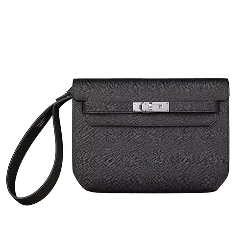 Túi Cầm Tay Nữ Hermès Kelly Depeches 25 Pouch Màu Đen